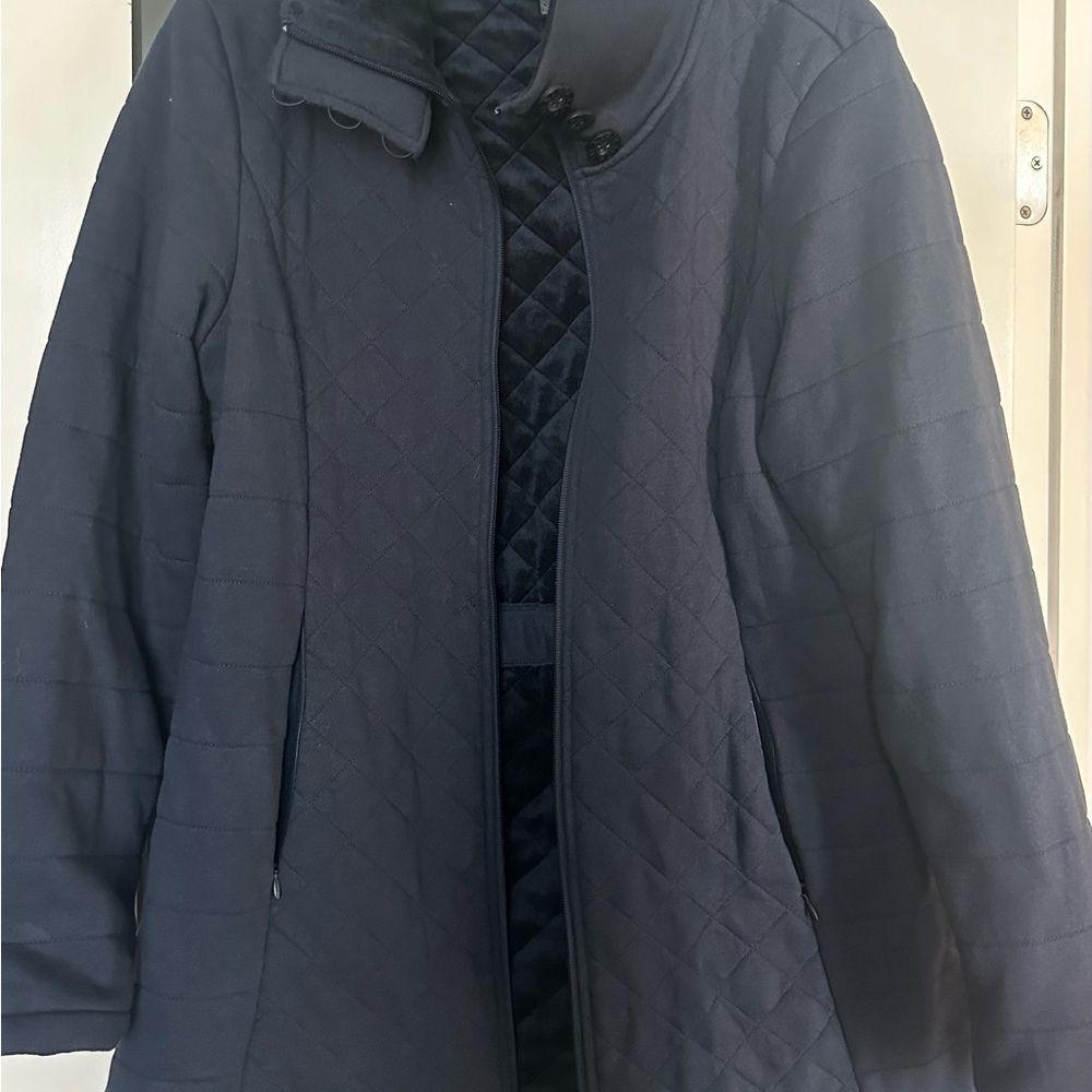 North Face Women's Quilted navy coat - XL